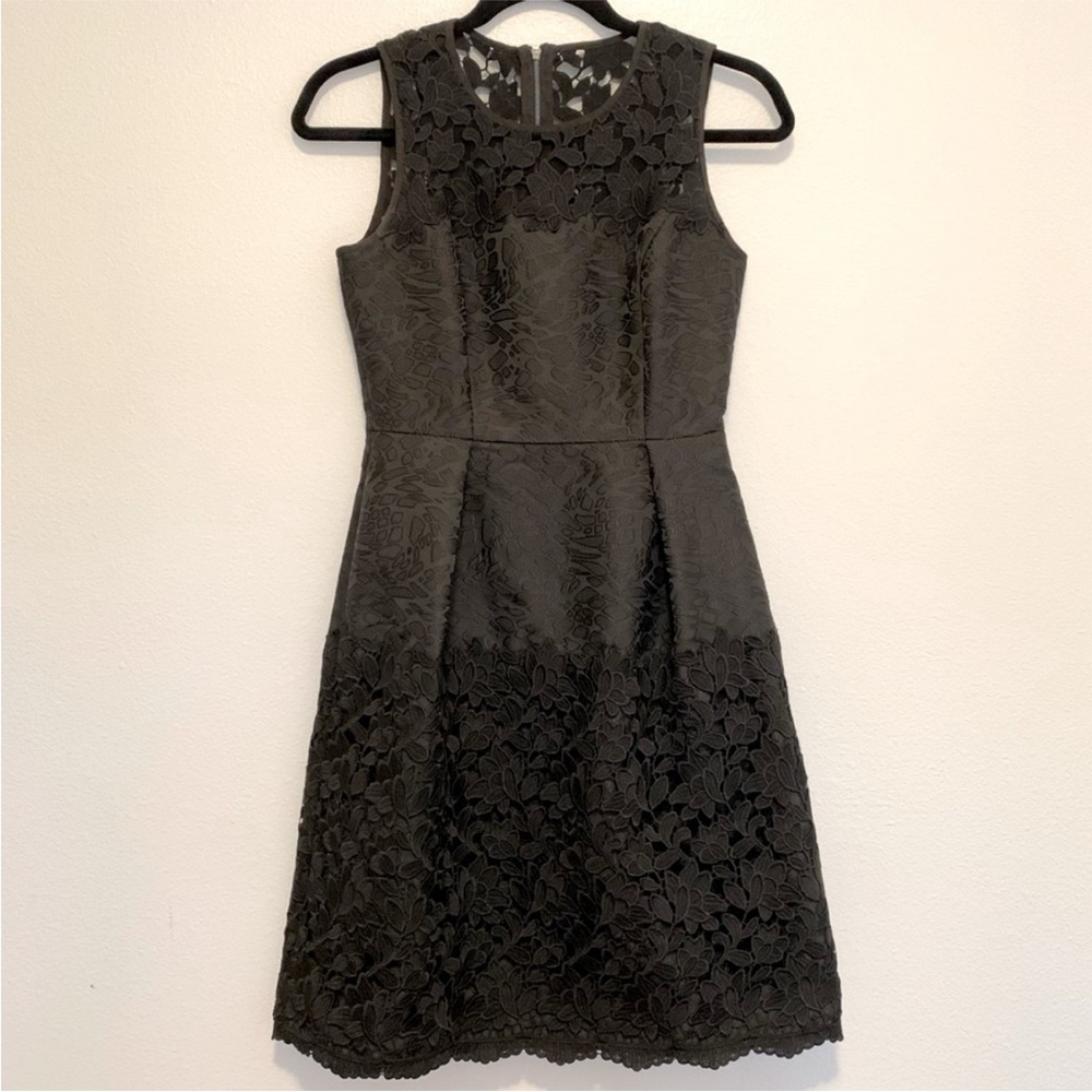 White House Black Market Jacquard and Lace Little Black Dress